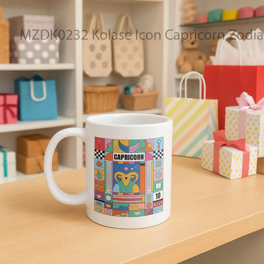 Kolase Icon Capricorn Zodiak Mug - Sudut 2