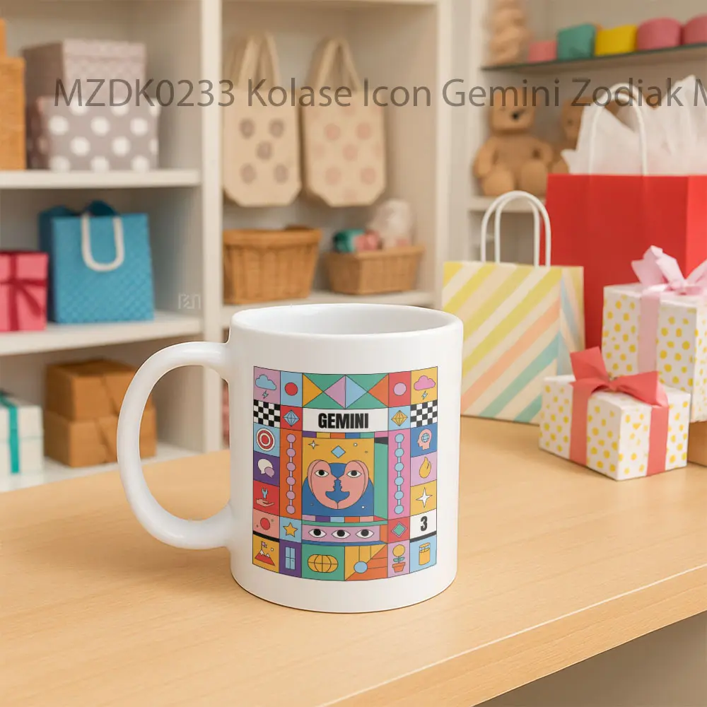 Kolase Icon Gemini Zodiak Mug - Sudut 2