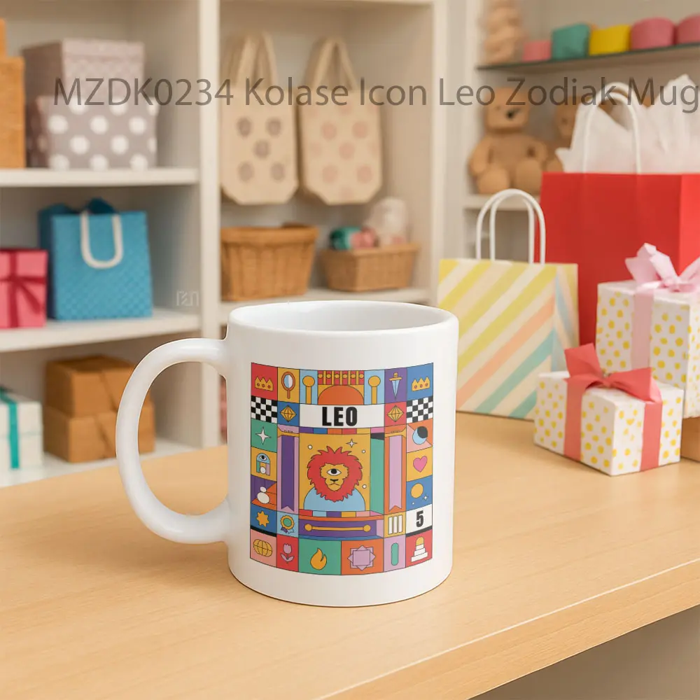 Kolase Icon Leo Zodiak Mug - Sudut 2