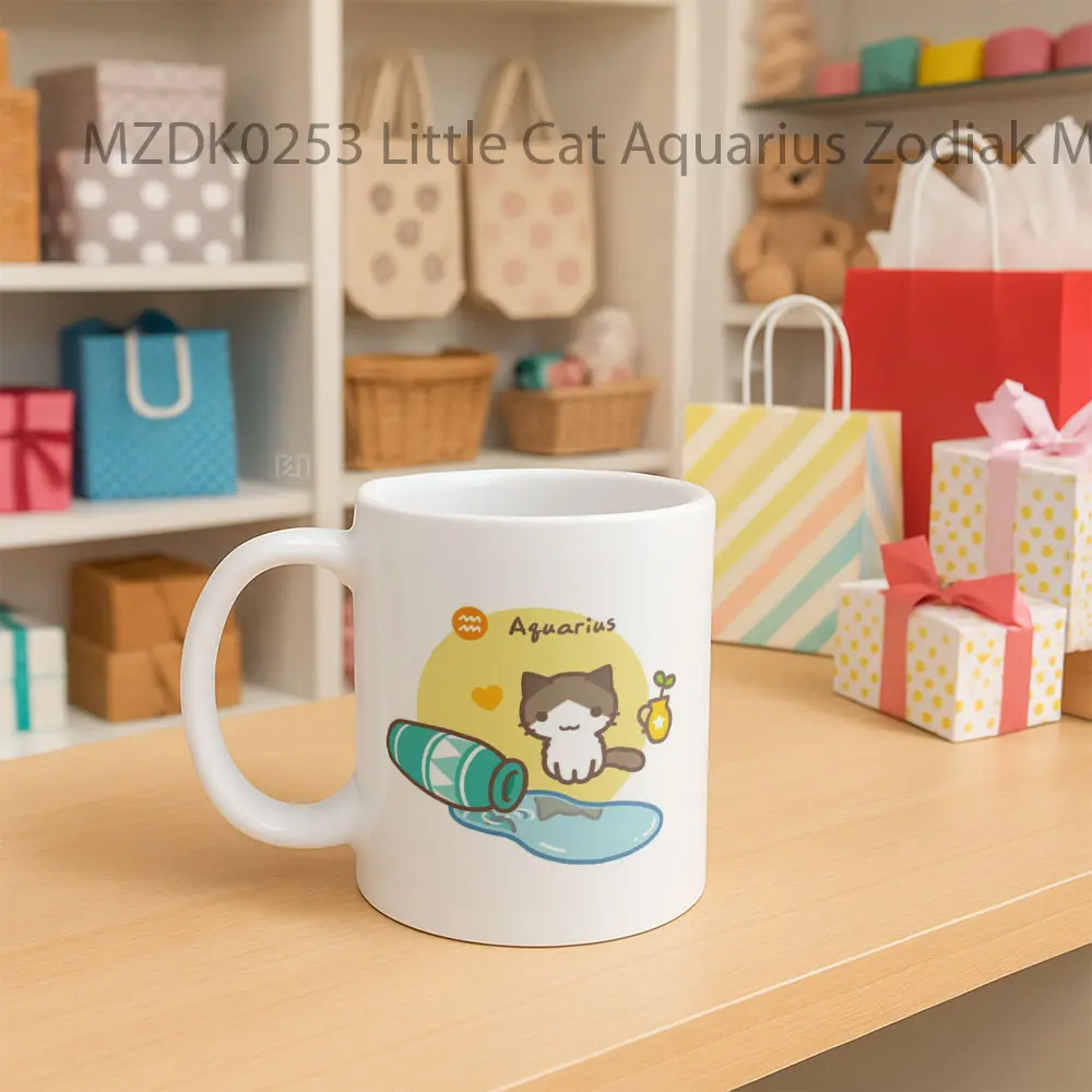 Little Cat Aquarius Zodiak Mug - Sudut 2