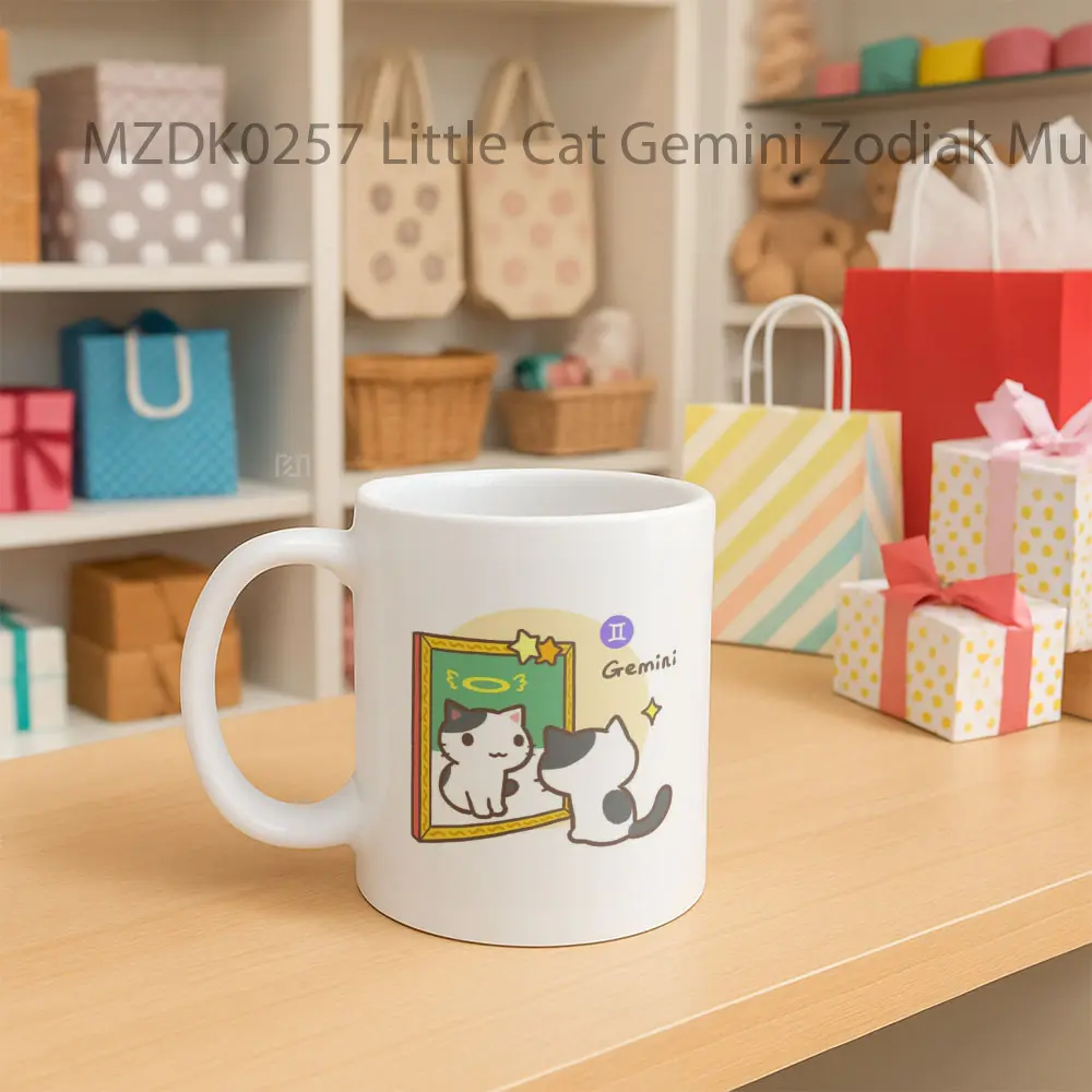 Little Cat Gemini Zodiak Mug - Sudut 2