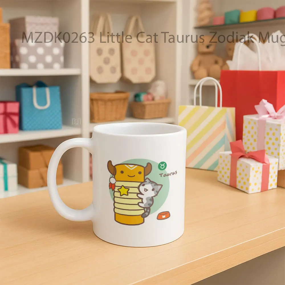 Little Cat Taurus Zodiak Mug - Sudut 2
