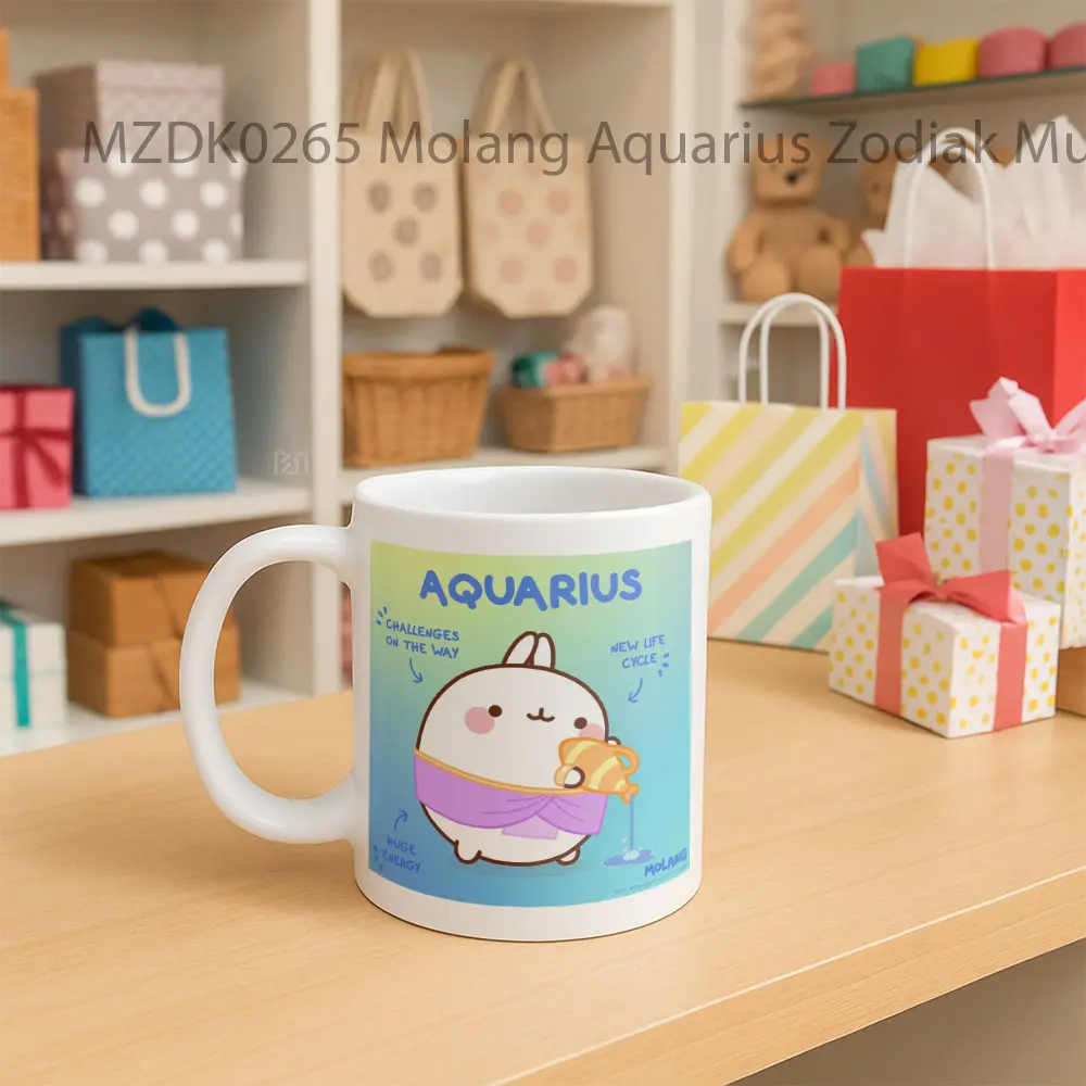 Molang Aquarius Zodiak Mug - Sudut 2