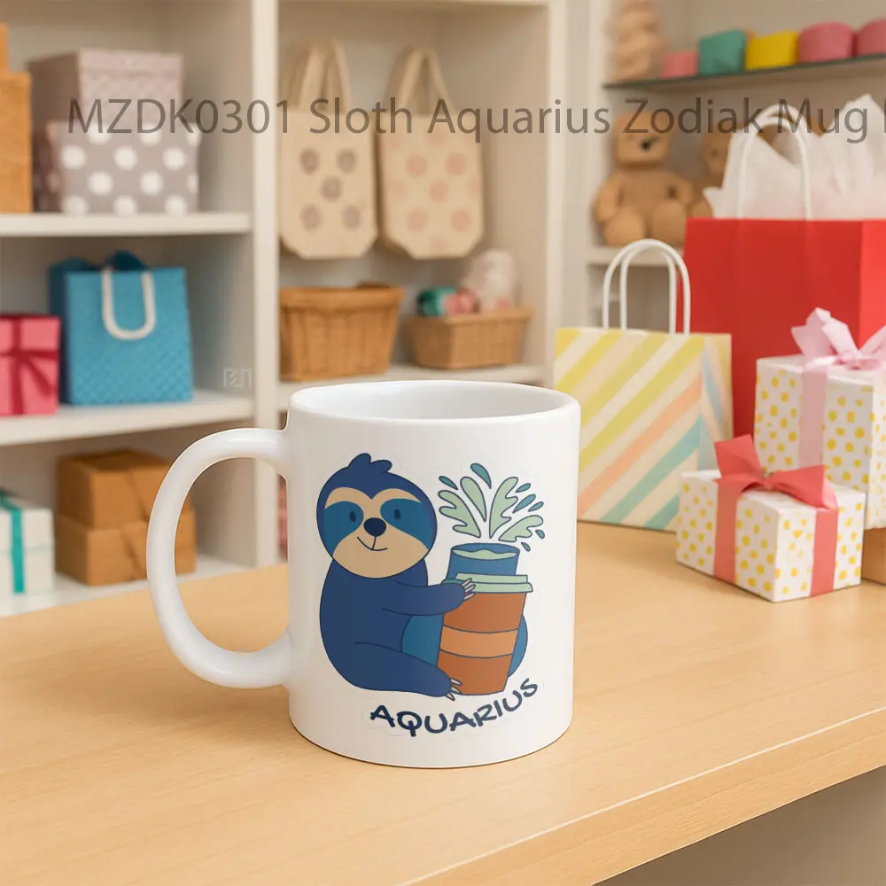 Sloth Aquarius Zodiak Mug - Sudut 2