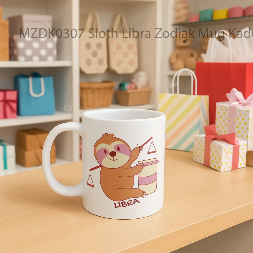 Sloth Libra Zodiak Mug - Sudut 2