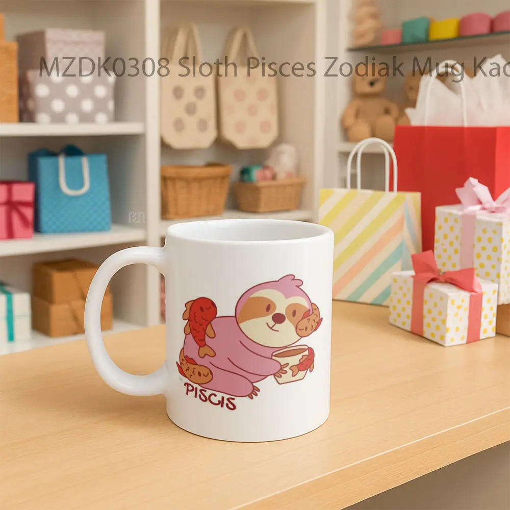 Sloth Pisces Zodiak Mug - Sudut 2