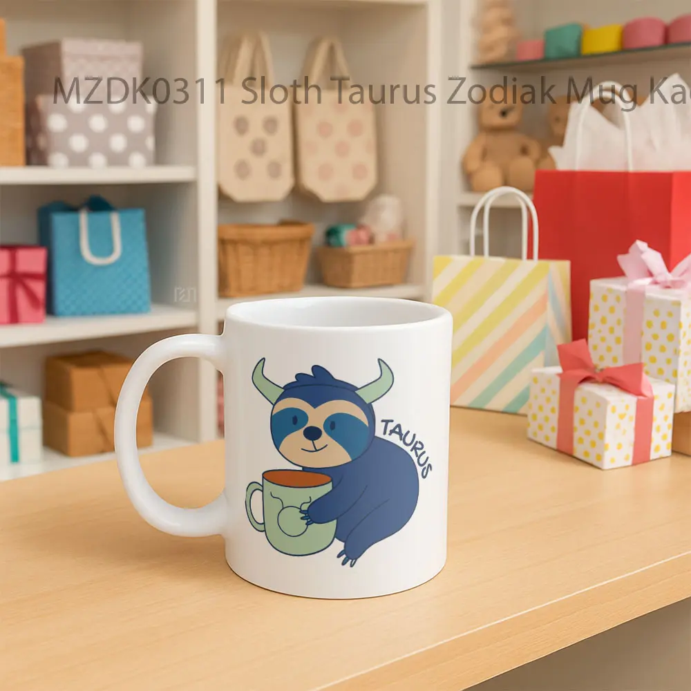 Sloth Taurus Zodiak Mug - Sudut 2