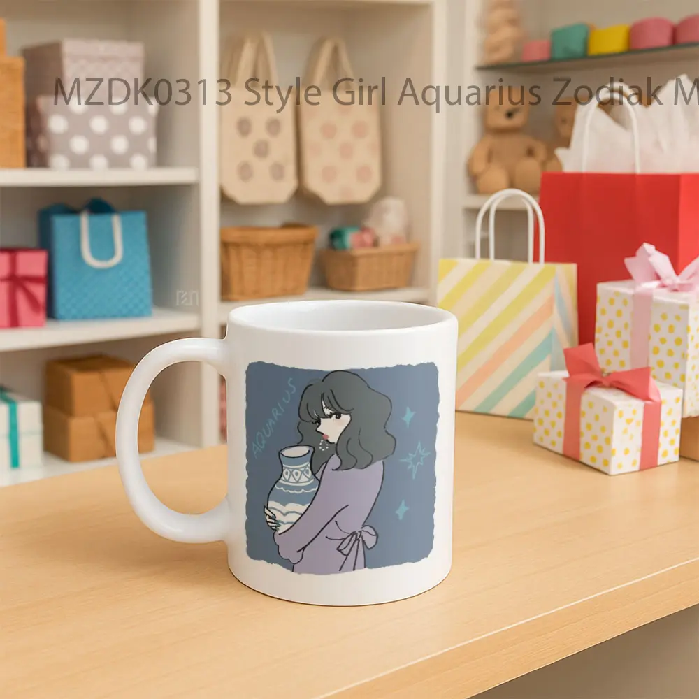 Style Girl Aquarius Zodiak Mug - Sudut 2