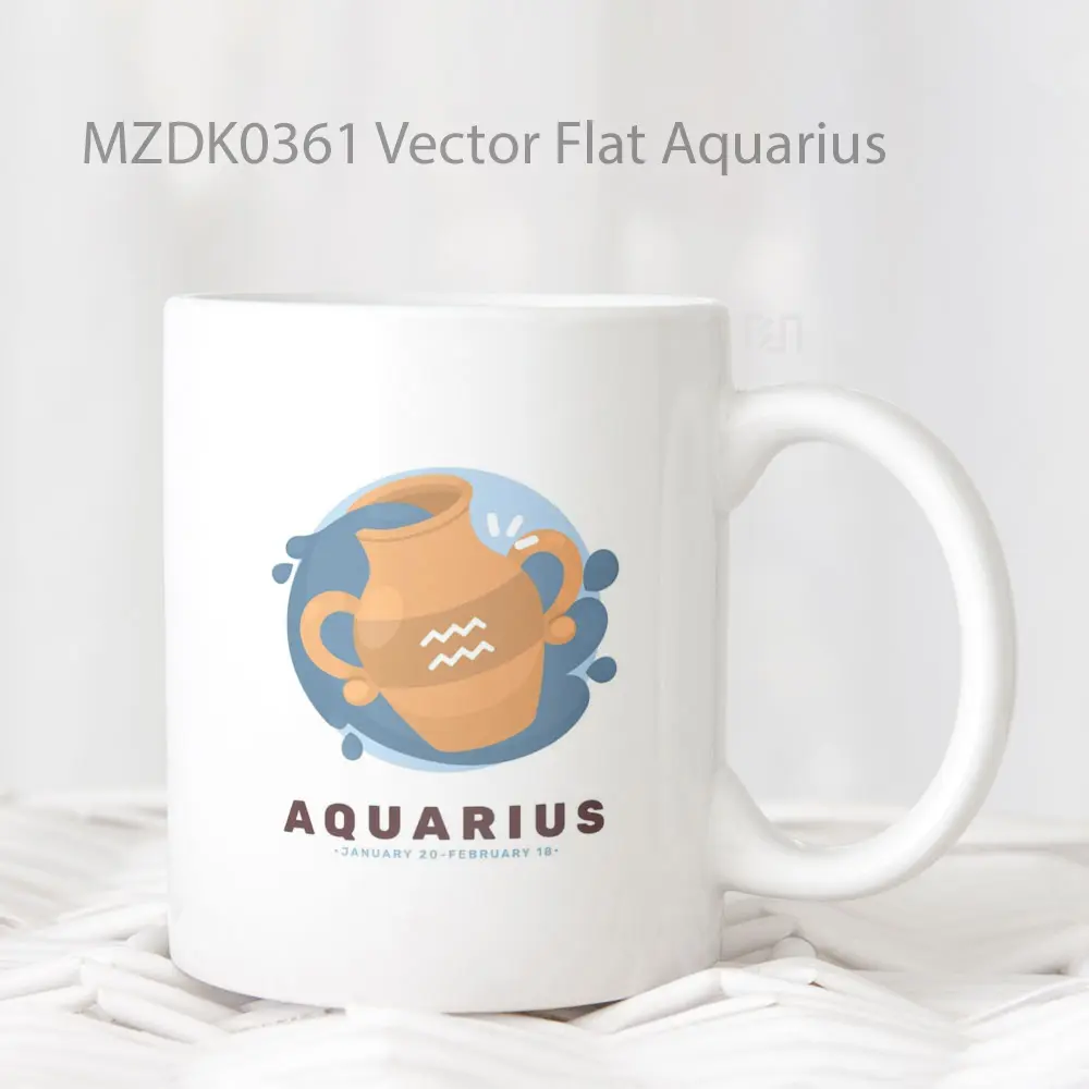 Vector Flat Aquarius Horoskop Mug