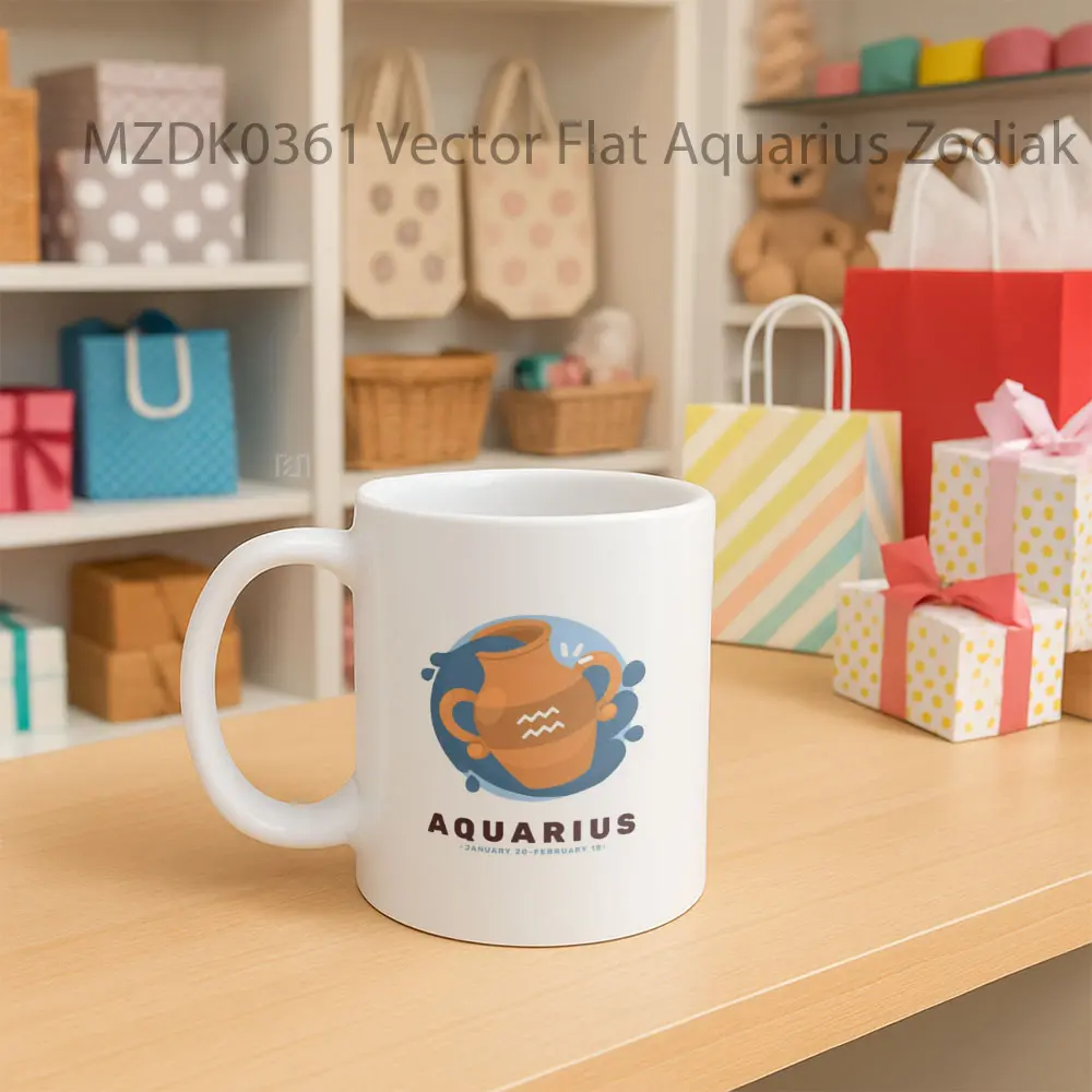 Vector Flat Aquarius Horoskop Mug - Sudut 2