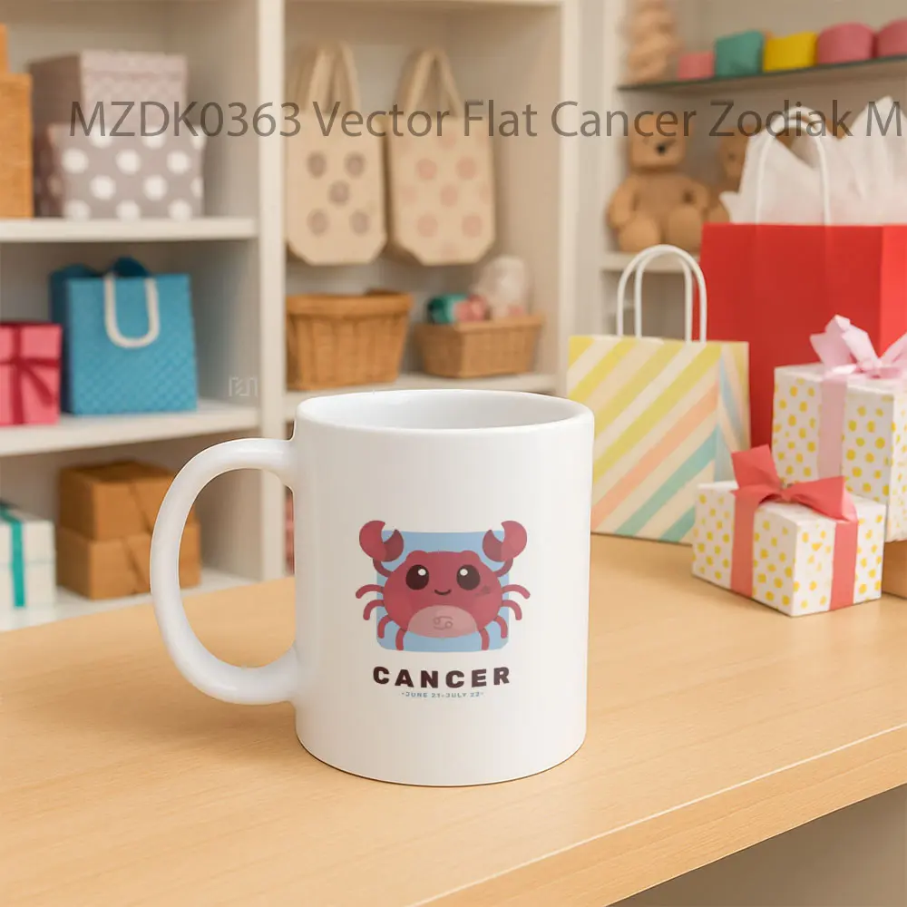 Vector Flat Cancer Horoskop Mug - Sudut 2