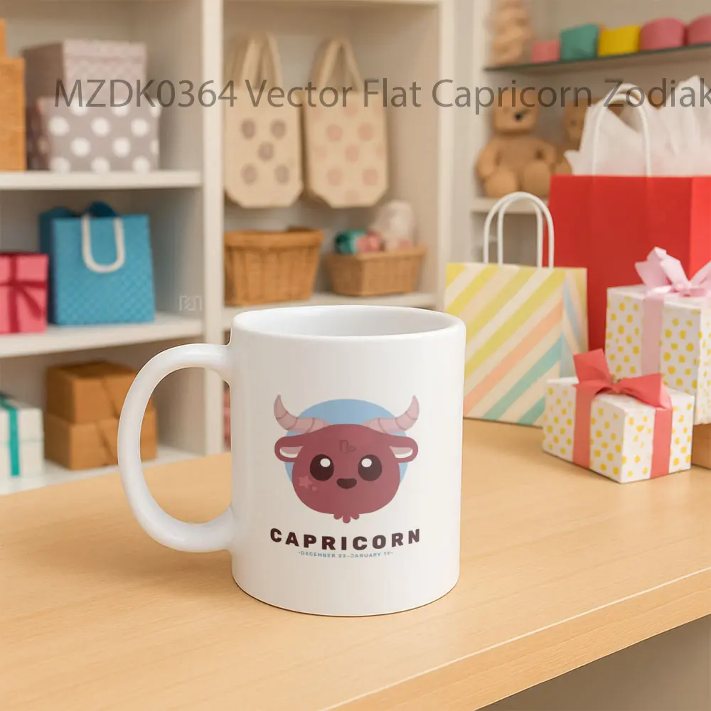 Vector Flat Capricorn Horoskop Mug - Sudut 2
