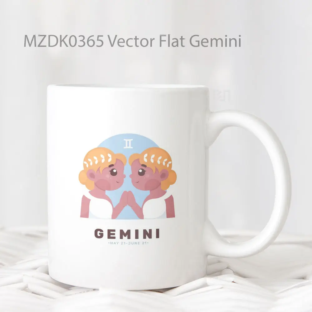 Vector Flat Gemini Horoskop Mug