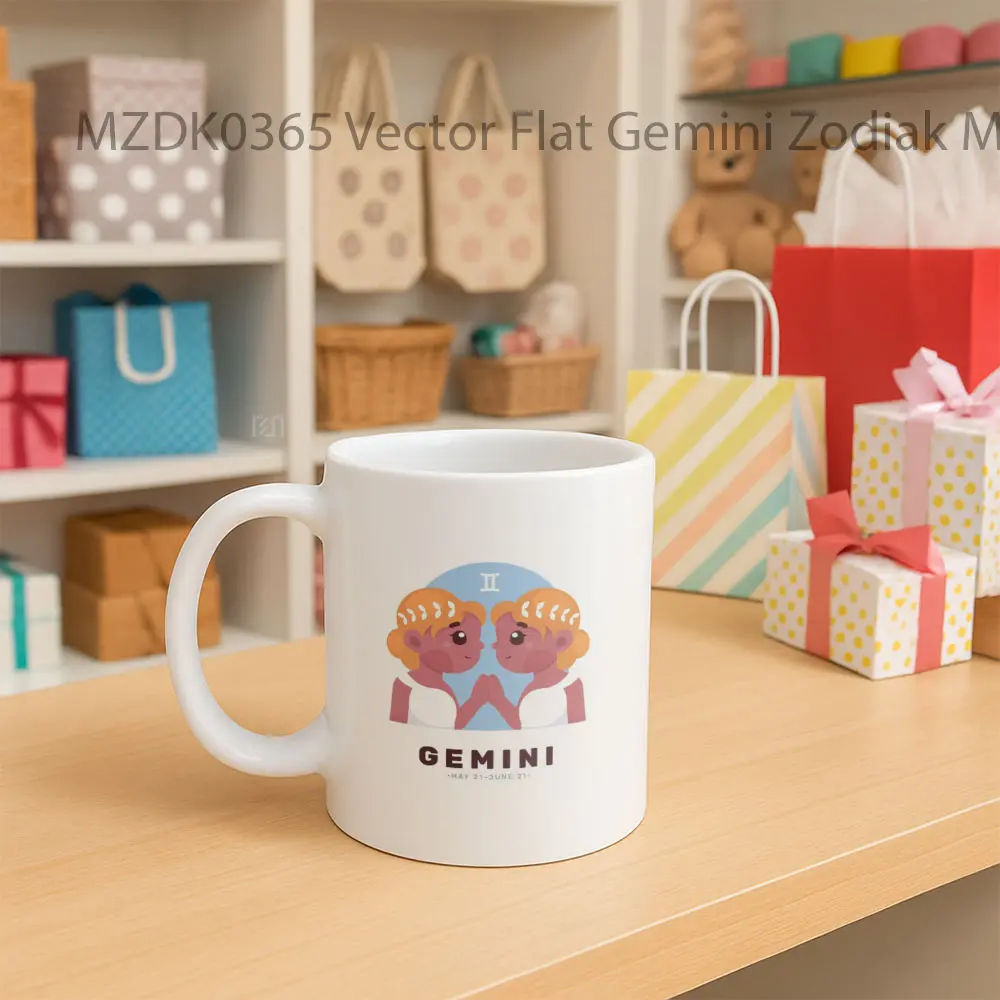 Vector Flat Gemini Horoskop Mug - Sudut 2