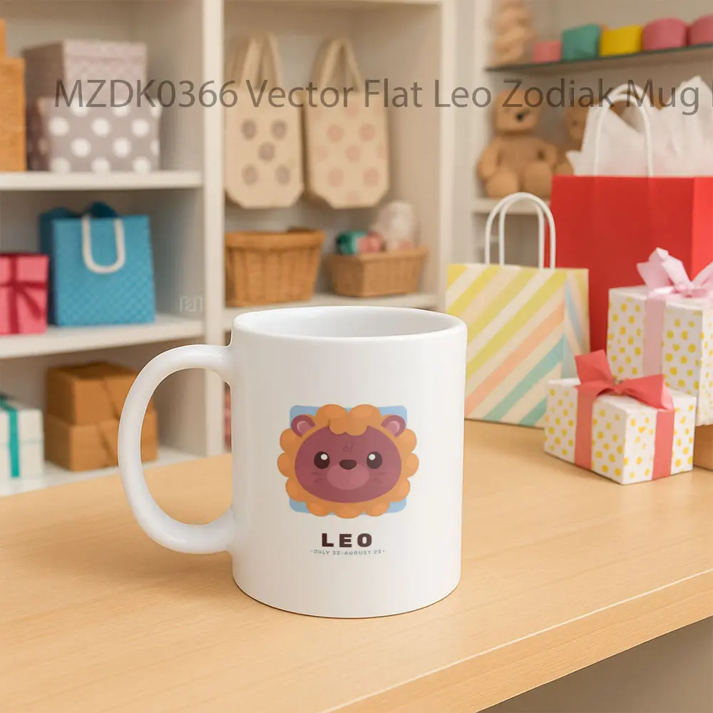 Vector Flat Leo Horoskop Mug - Sudut 2