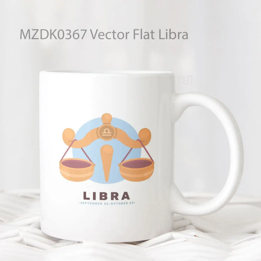 Vector Flat Libra Horoskop Mug