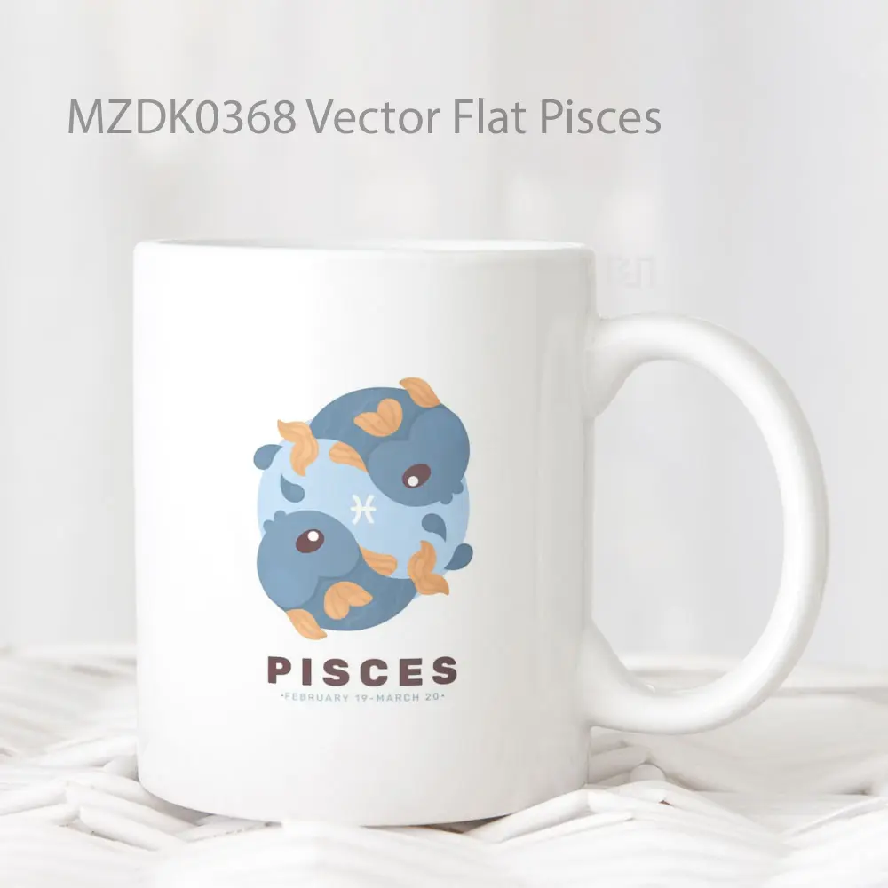 Vector Flat Pisces Horoskop Mug
