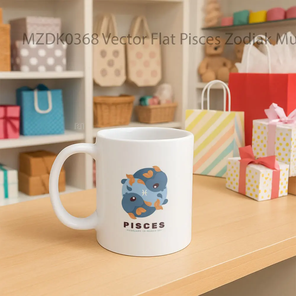 Vector Flat Pisces Horoskop Mug - Sudut 2