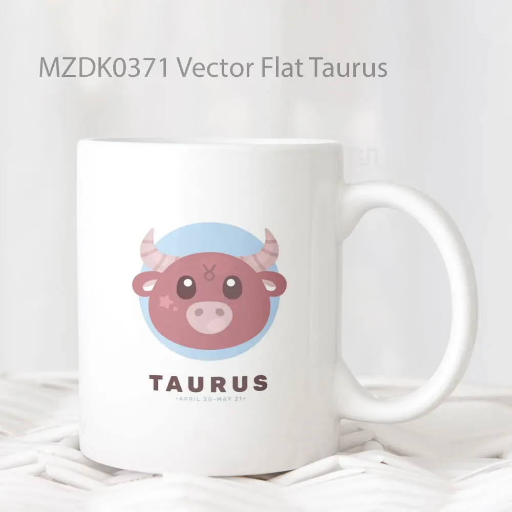 Vector Flat Taurus Horoskop Mug