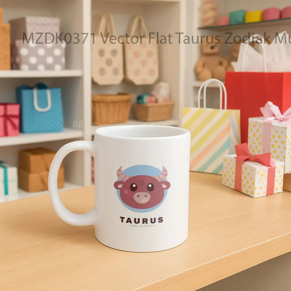 Vector Flat Taurus Horoskop Mug - Sudut 2