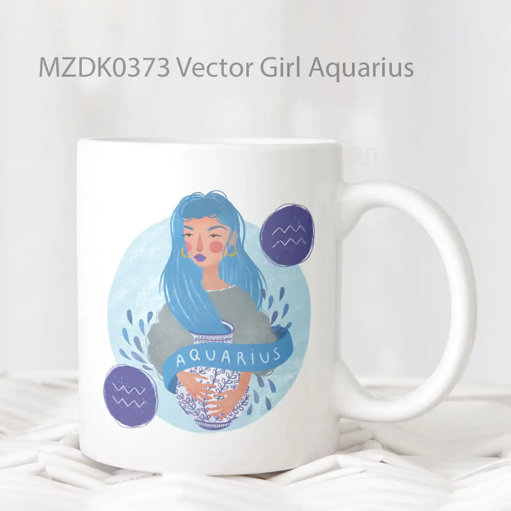 Vector Girl Aquarius Horoskop Mug