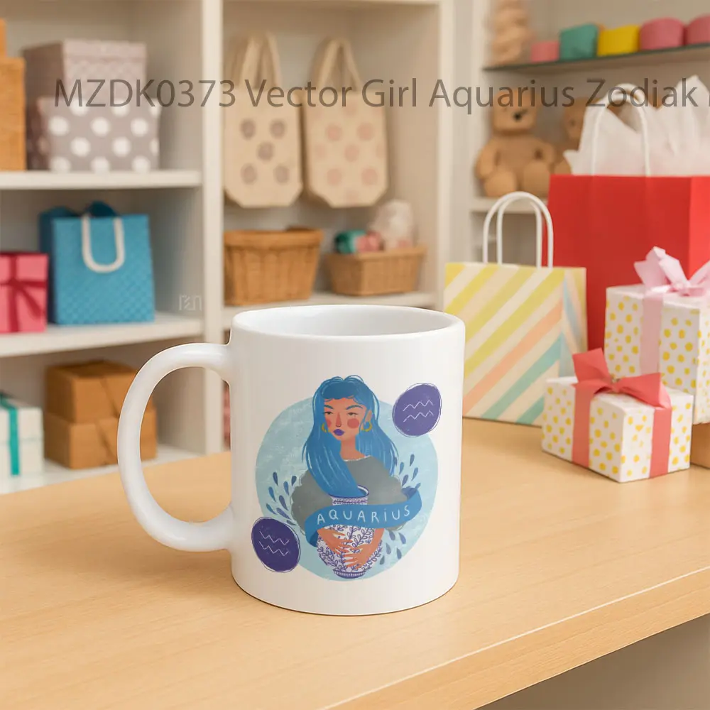 Vector Girl Aquarius Horoskop Mug - Sudut 2