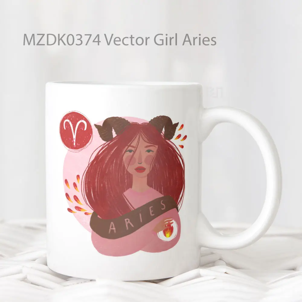 Vector Girl Aries Horoskop Mug