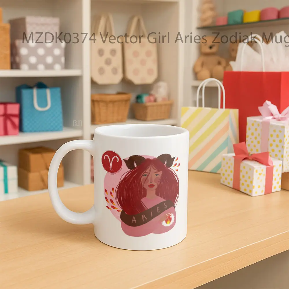 Vector Girl Aries Horoskop Mug - Sudut 2