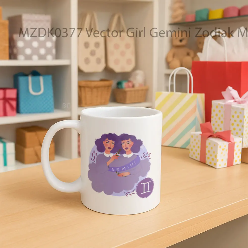 Vector Girl Gemini Horoskop Mug - Sudut 2