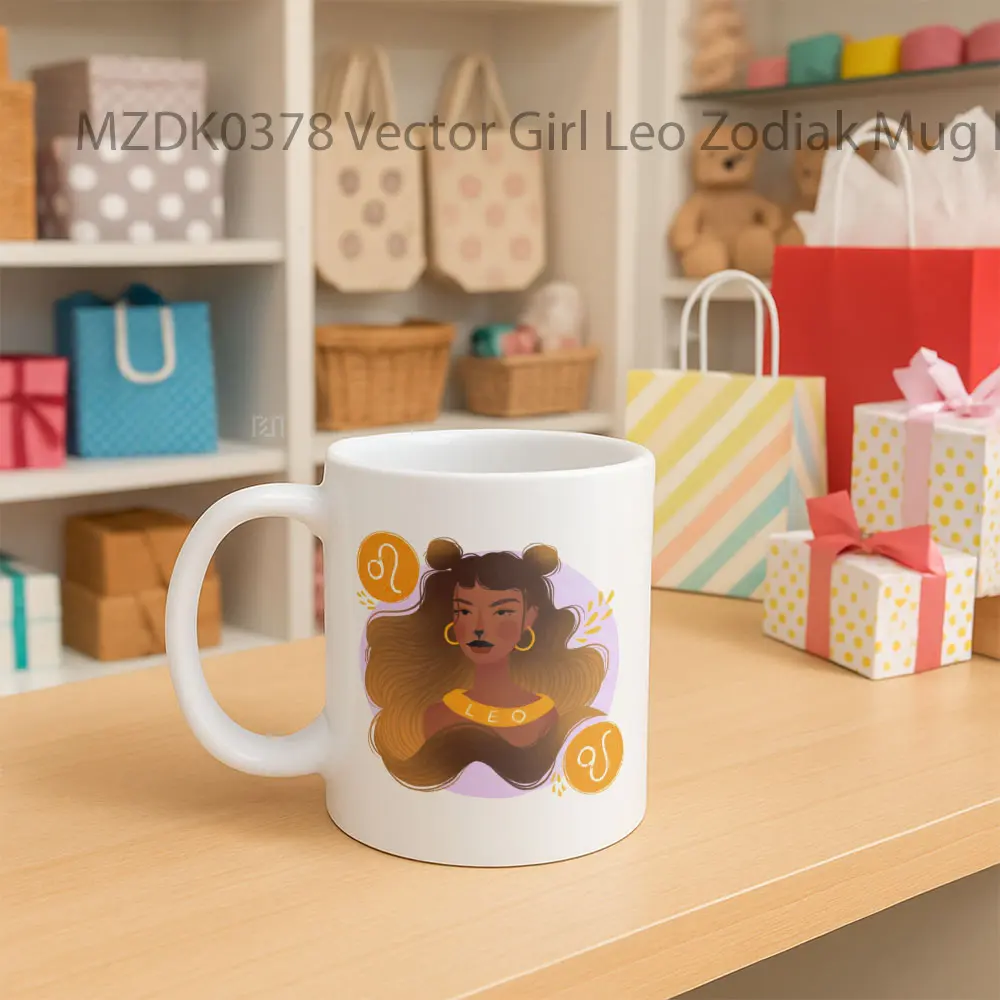 Vector Girl Leo Horoskop Mug - Sudut 2