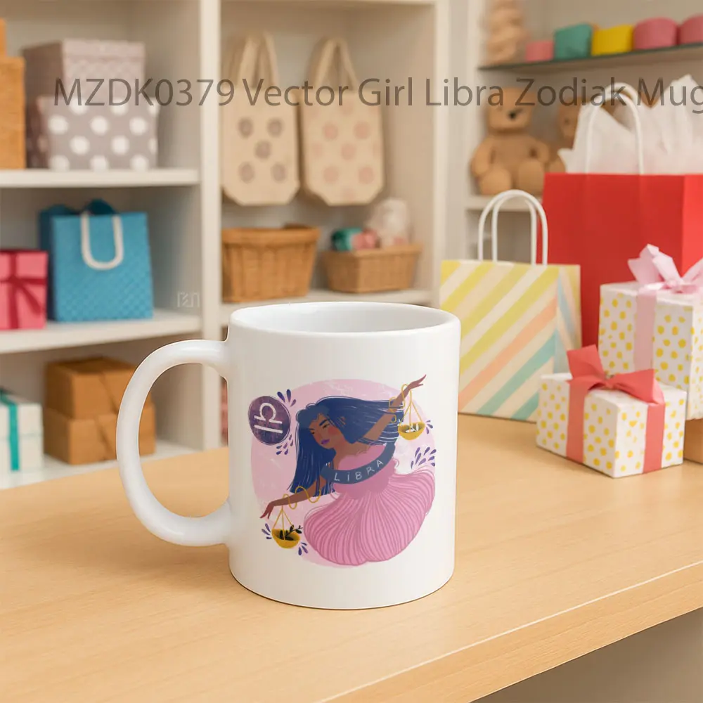Vector Girl Libra Horoskop Mug - Sudut 2