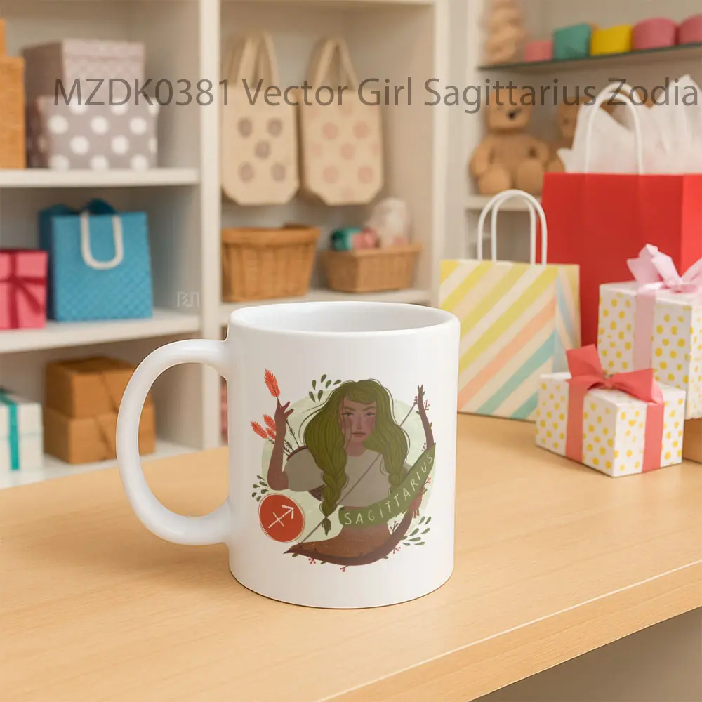Vector Girl Sagittarius Horoskop Mug - Sudut 2