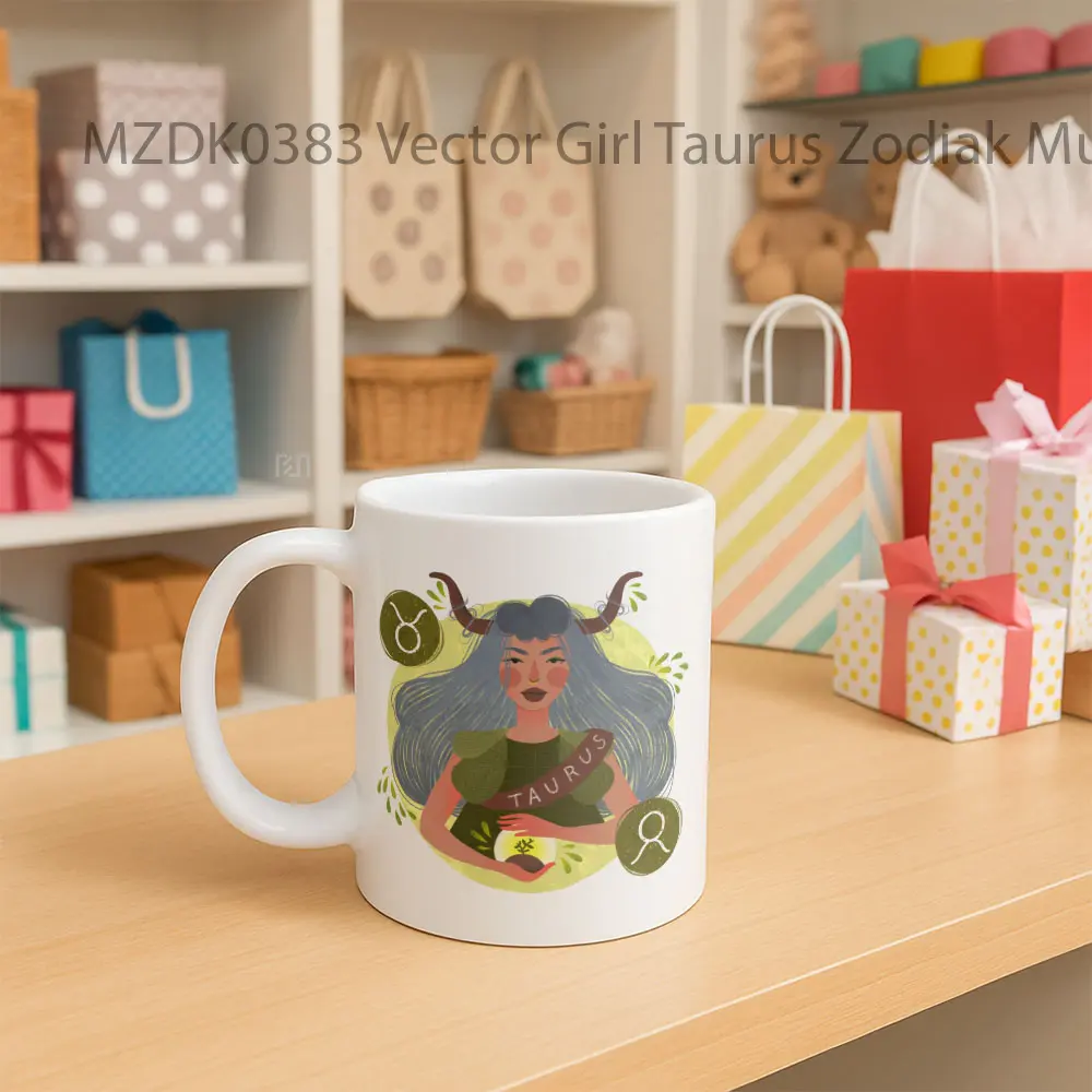 Vector Girl Taurus Horoskop Mug - Sudut 2