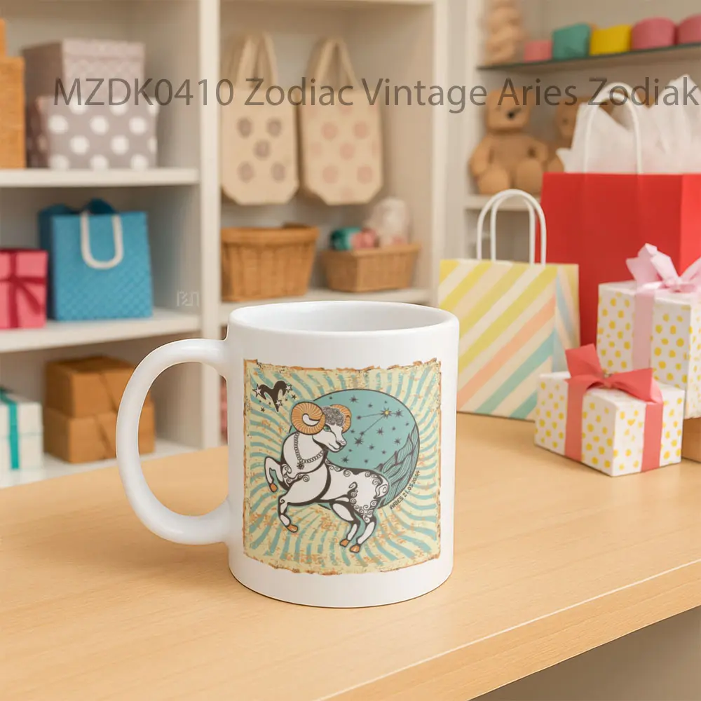 Zodiac Vintage Aries Mug - Sudut 2