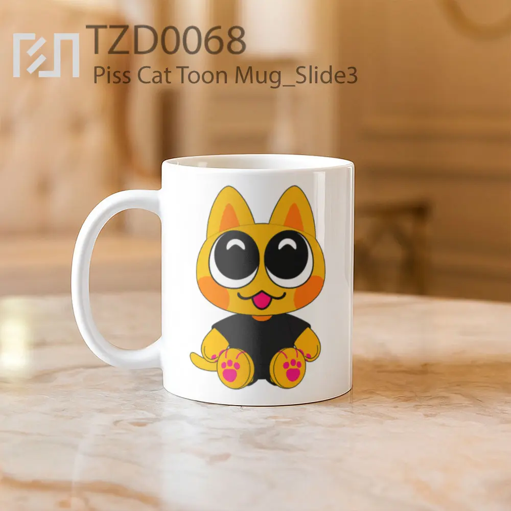 Piss Cat Toon Mug - All-side / Desain