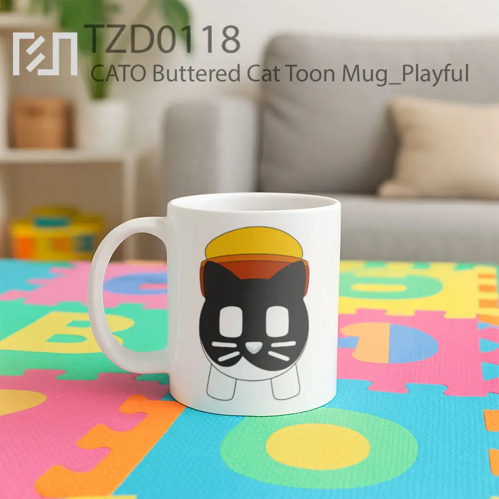 CATO Buttered Cat Toon Mug - All-side / Desain
