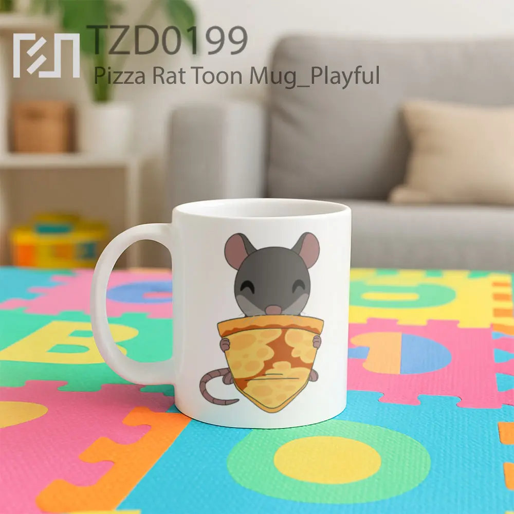 Pizza Rat Toon Mug - All-side / Desain