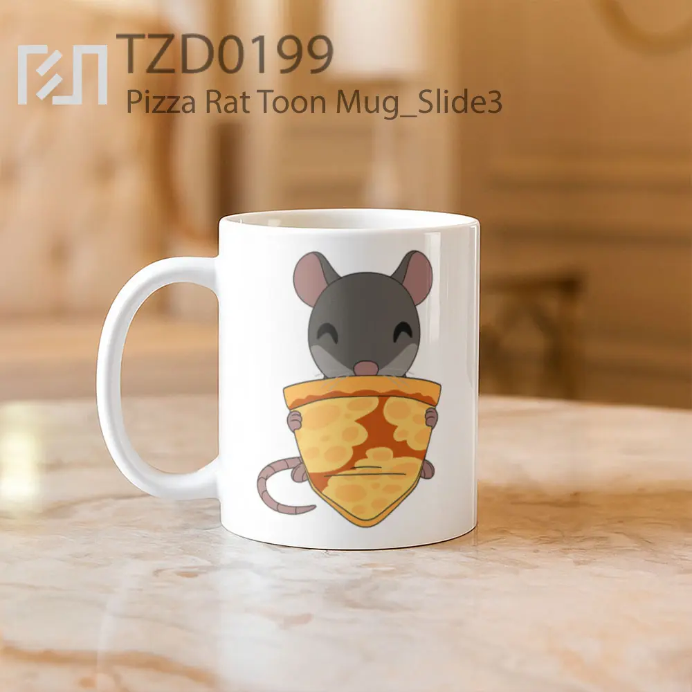 Pizza Rat Toon Mug - All-side / Desain