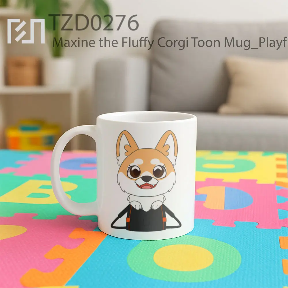 Maxine the Fluffy Corgi Toon Mug - All-side / Desain