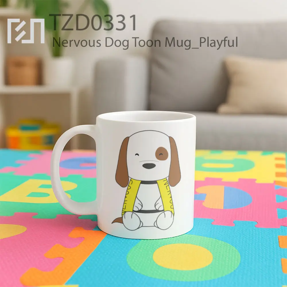 Nervous Dog Toon Mug - All-side / Desain