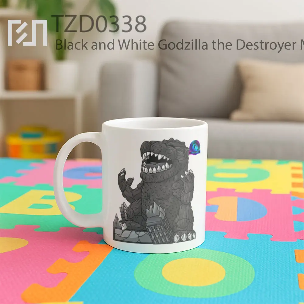 Black and White Godzilla the Destroyer Mug - All-side / Desain