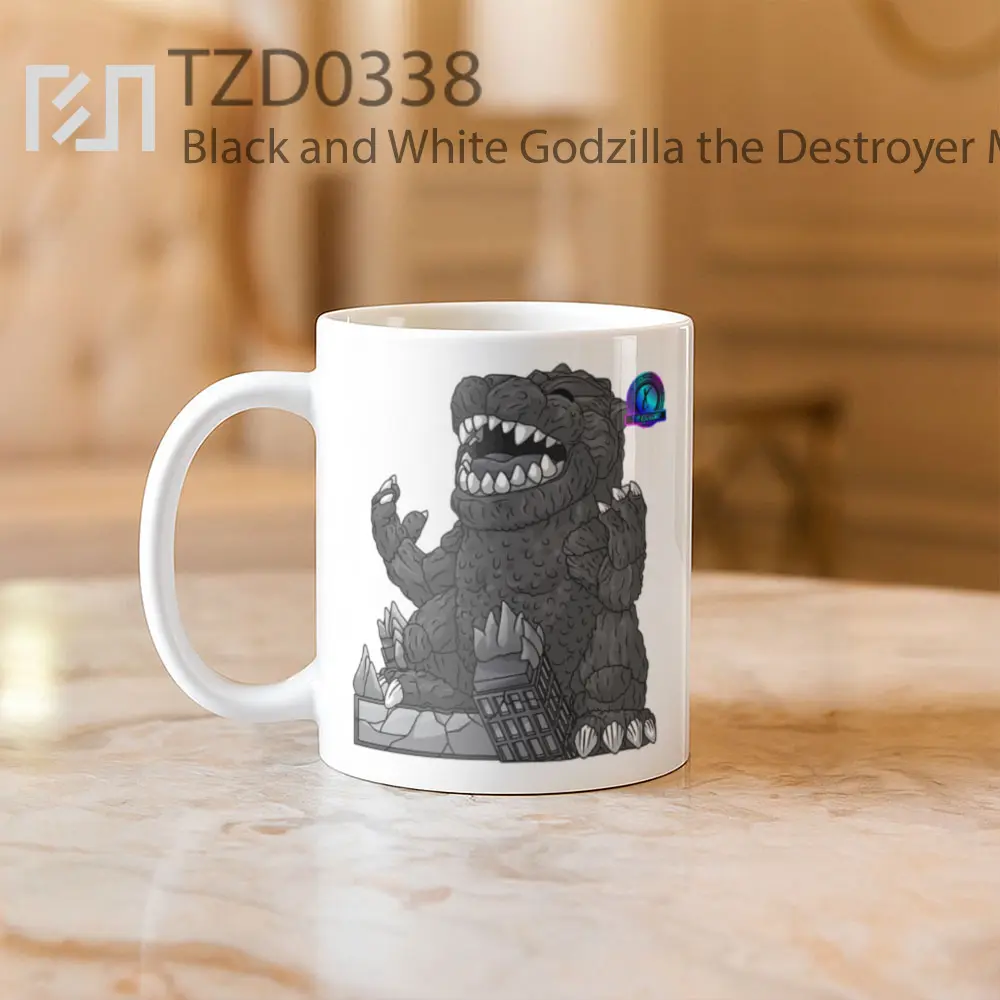 Black and White Godzilla the Destroyer Mug - All-side / Desain