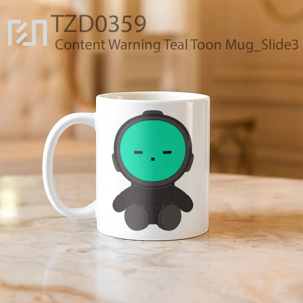 Content Warning Teal Toon Mug - All-side / Desain