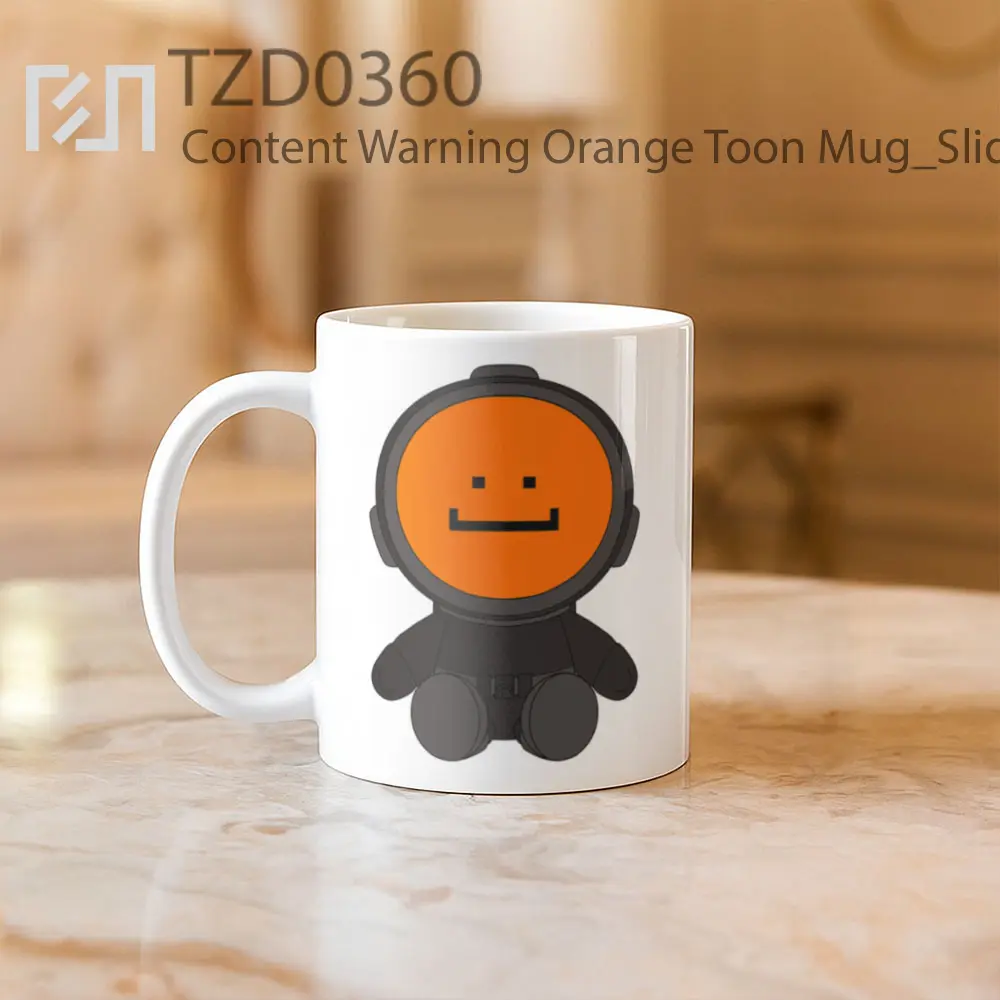 Content Warning Orange Toon Mug - All-side / Desain