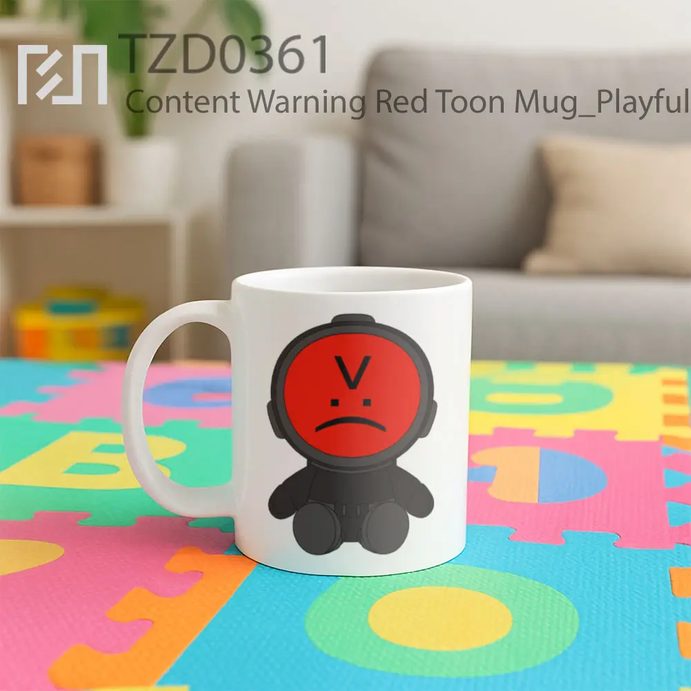 Content Warning Red Toon Mug - All-side / Desain