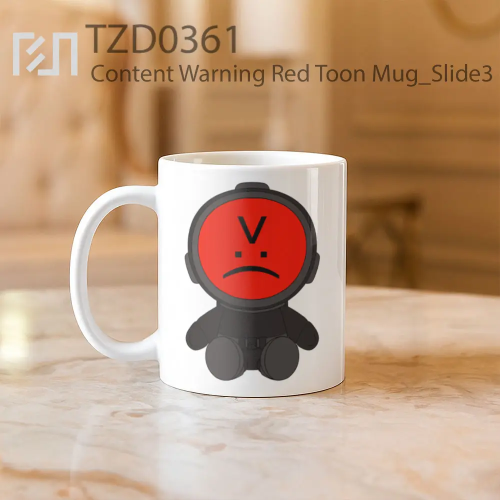 Content Warning Red Toon Mug - All-side / Desain