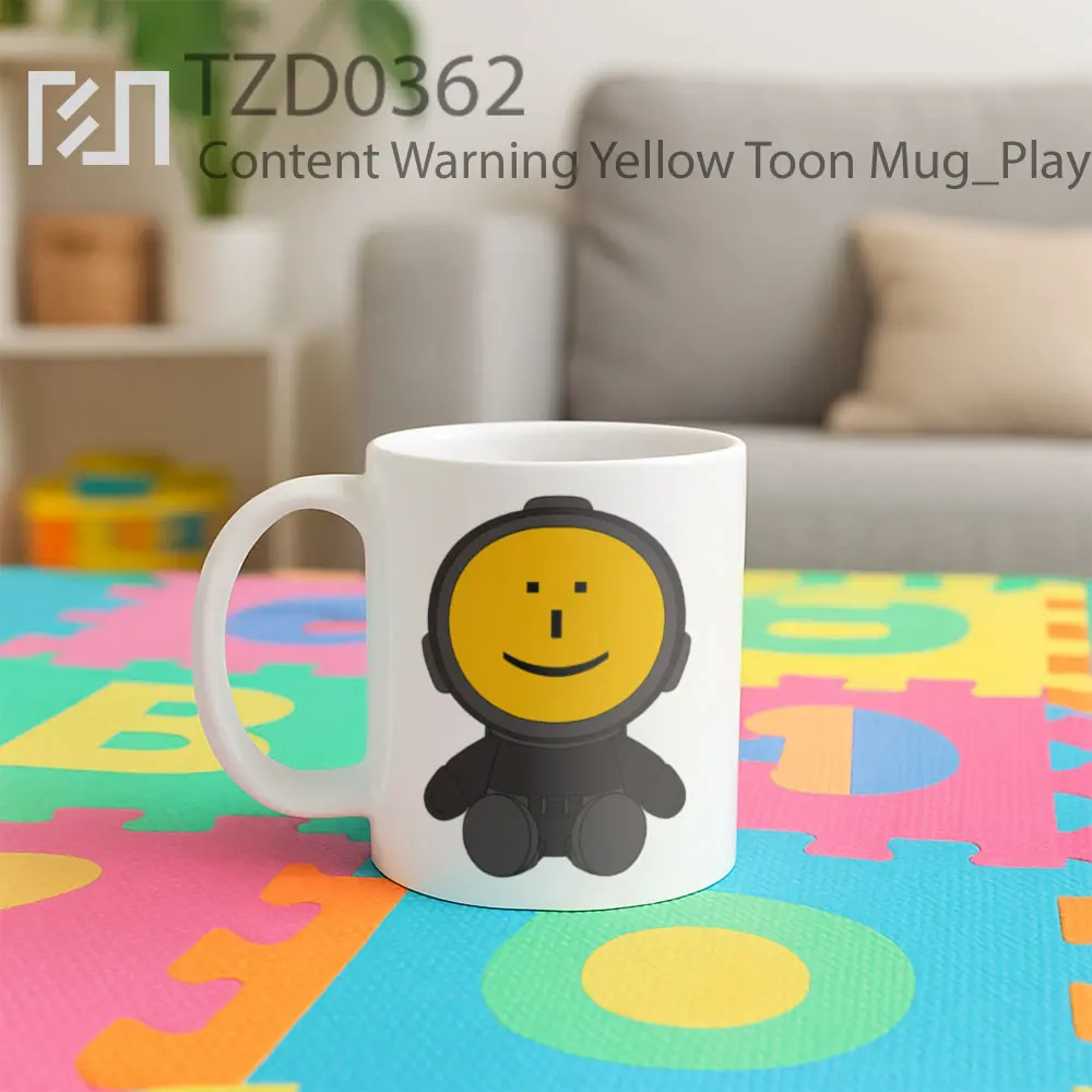 Content Warning Yellow Toon Mug - All-side / Desain