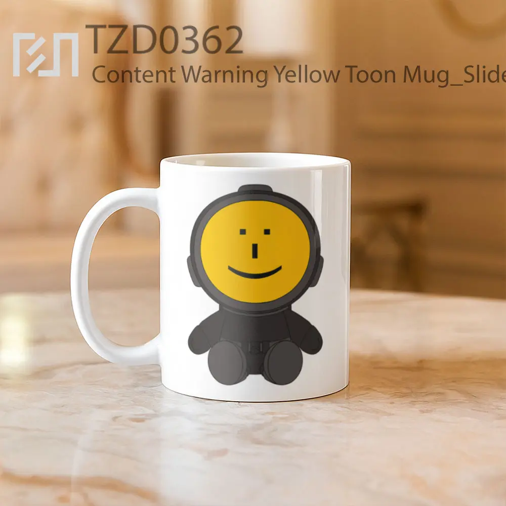 Content Warning Yellow Toon Mug - All-side / Desain