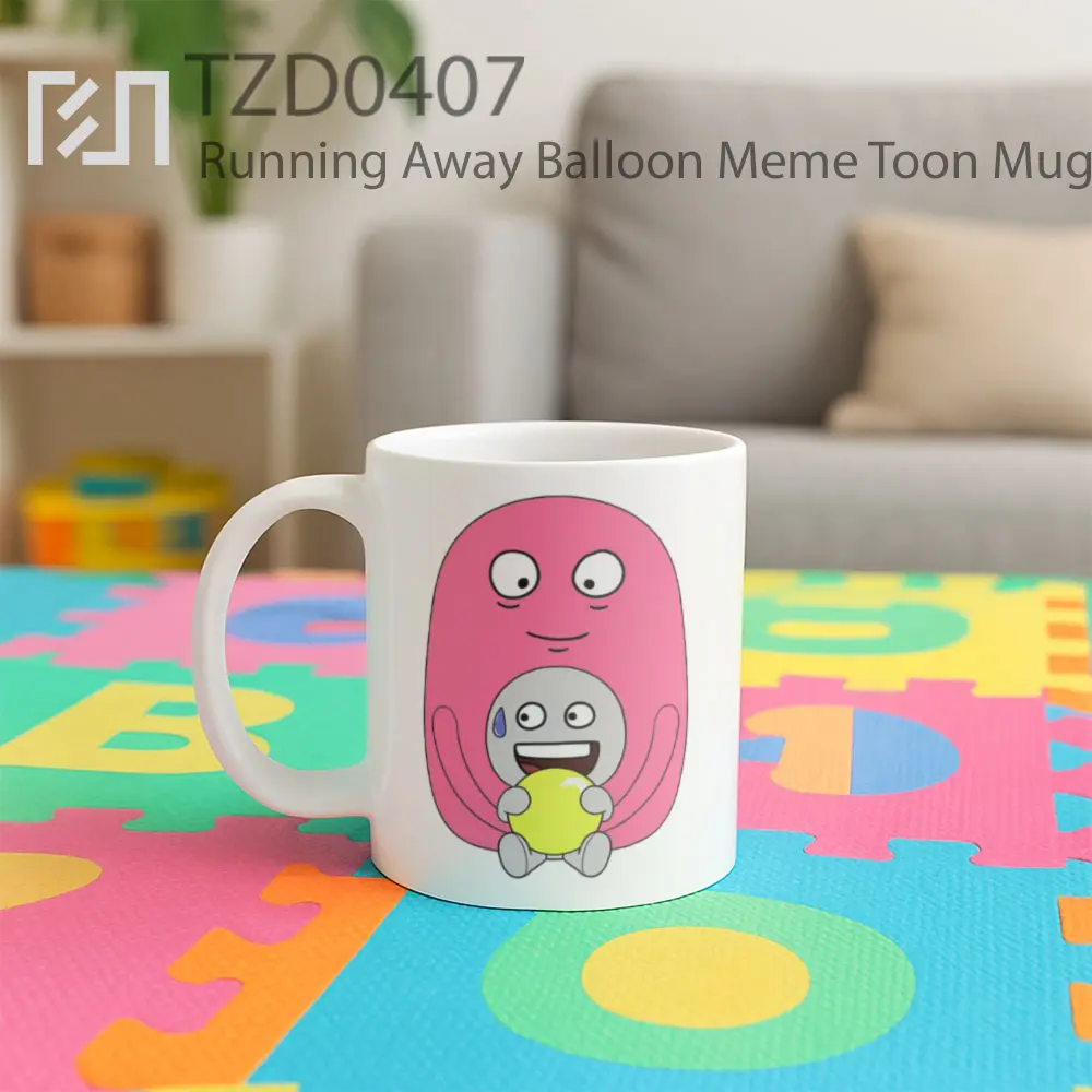 Running Away Balloon Meme Toon Mug - All-side / Desain