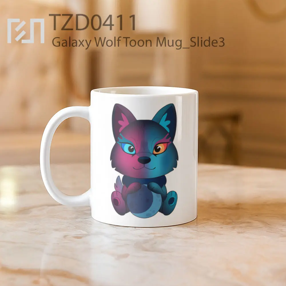 Galaxy Wolf Toon Mug - All-side / Desain